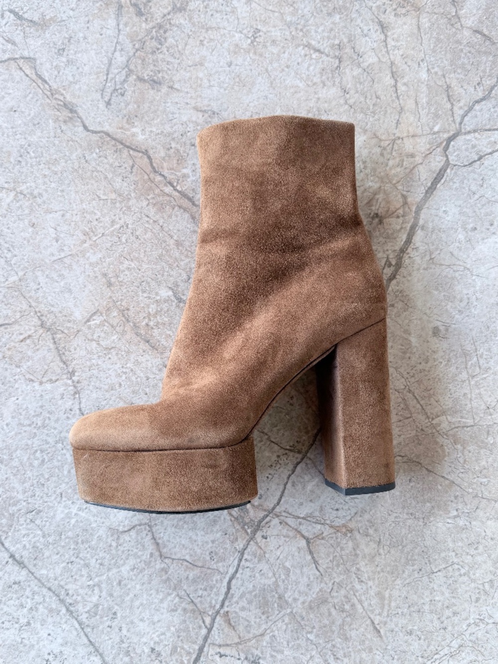 Alexander Wang Cora Dark Truffle Brown Suede Chunky Platform Ankle Boots